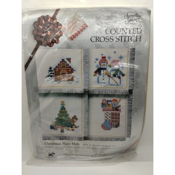 4 Something Special Counted Cross Stitch Holiday Place Mats 18" X 13" - 50373 - Picture 1 of 3